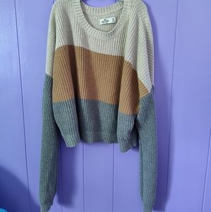 Multicolor Hollister Long Sleeve Sweater Grey Beige Brown
